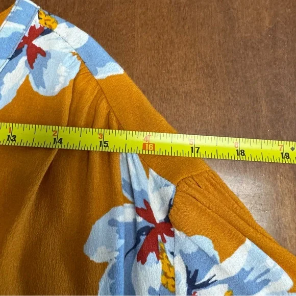 Old Navy Empire-Waist Split-Neck Floral Midi Dress Mustard Floral Tiered Size XL - Picture 12 of 15